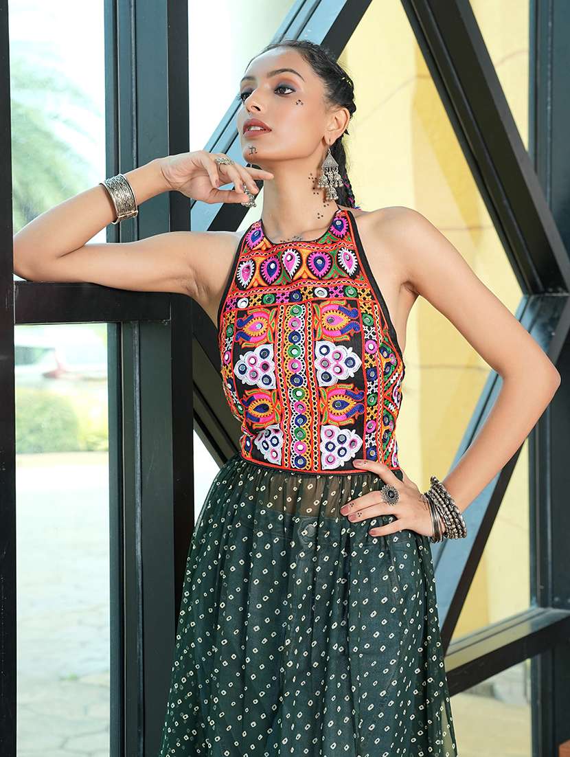women green georgette flared kurti - 22460960 -  Standard Image - 5