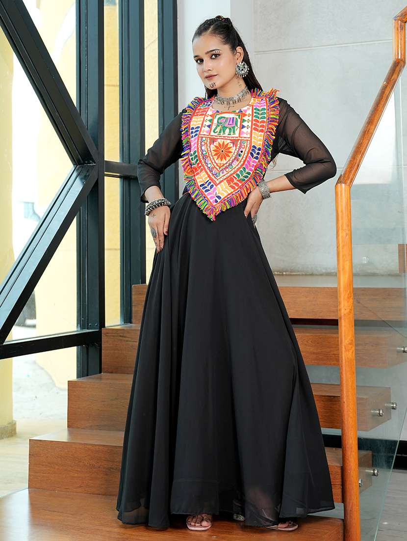 women black georgette flared kurti - 22460962 -  Standard Image - 3