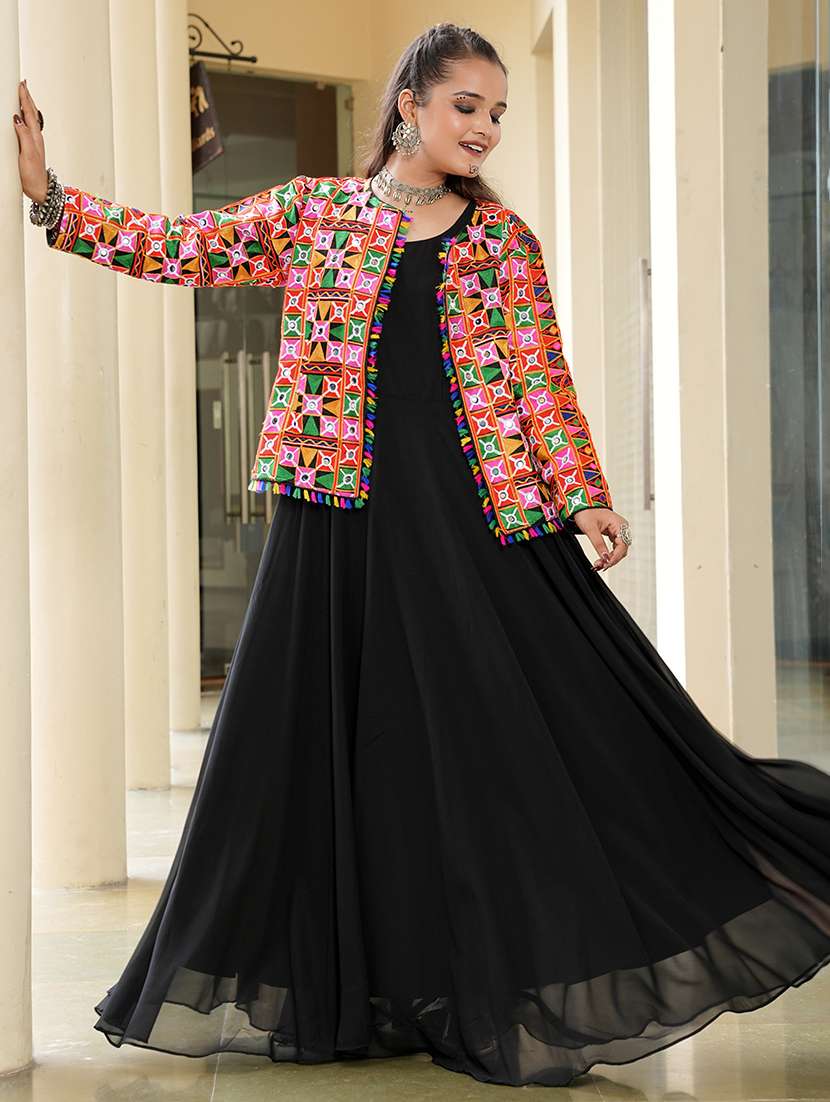 women black georgette flared kurti