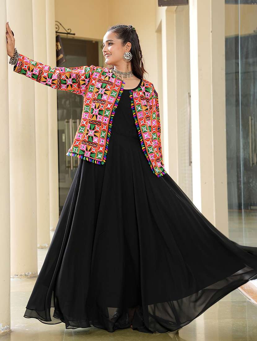 women black georgette flared kurti - 22460963 -  Standard Image - 3
