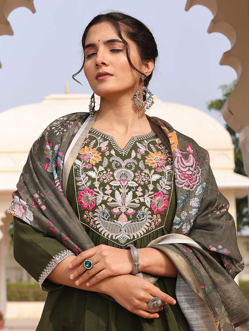 Women Green Kurta Pant Set - 22460972 -  Standard Image - 5