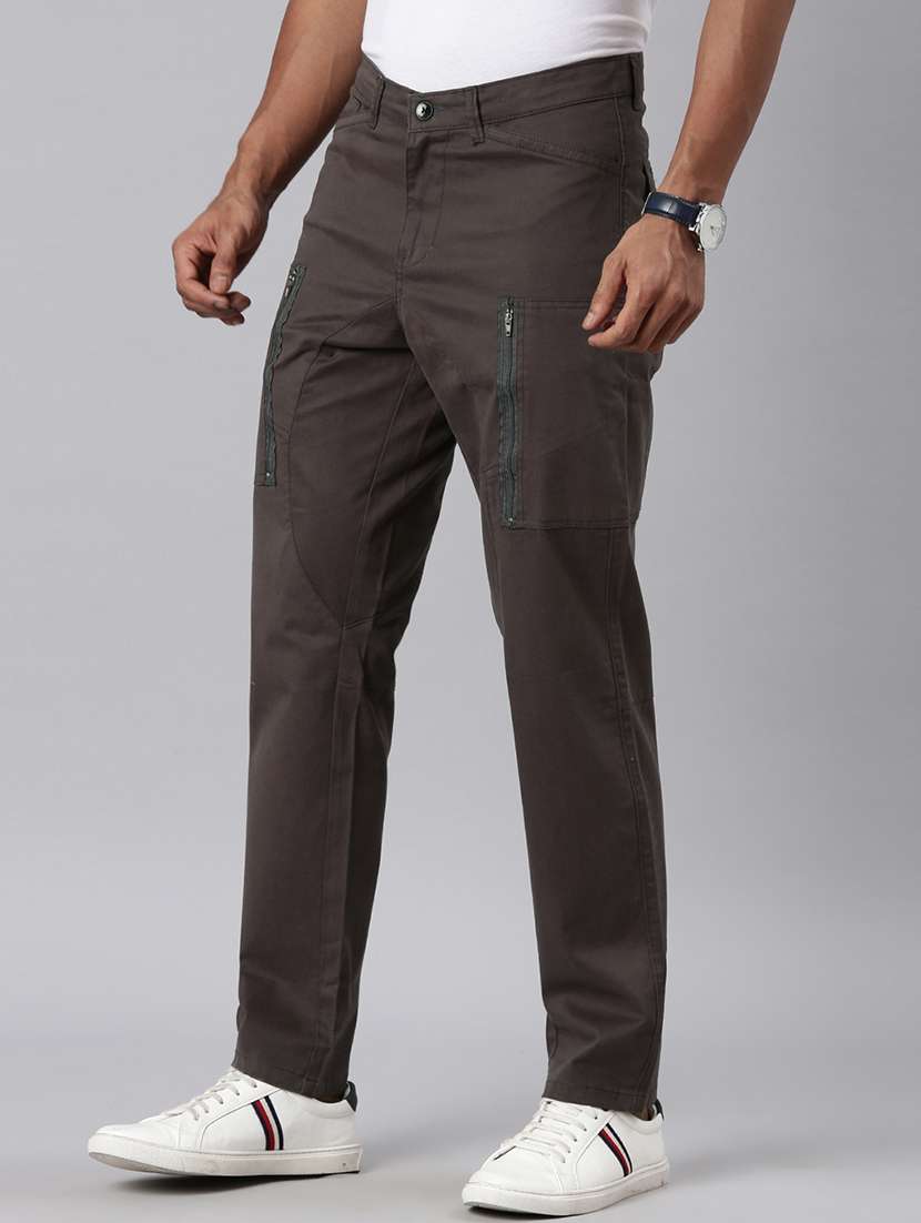 men solid mid rise regular fit cargo  - 22461032 -  Standard Image - 3