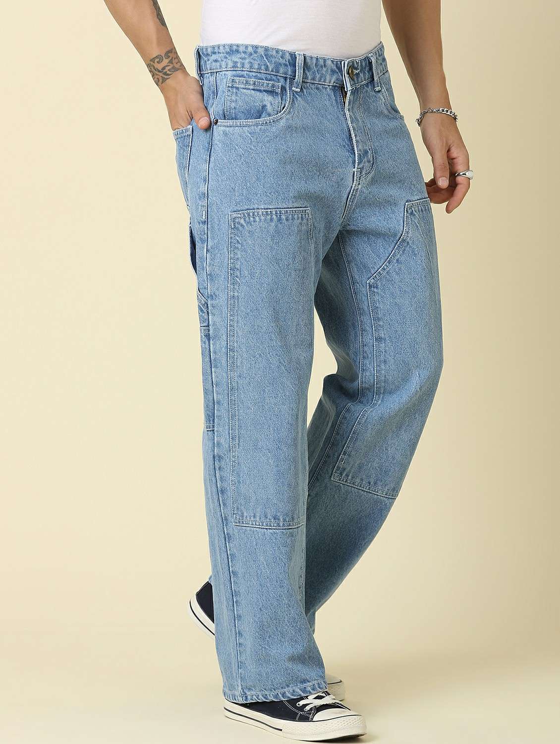 Men Plain Mid Rise Full Length Straight Jeans - 22461038 -  Standard Image - 3