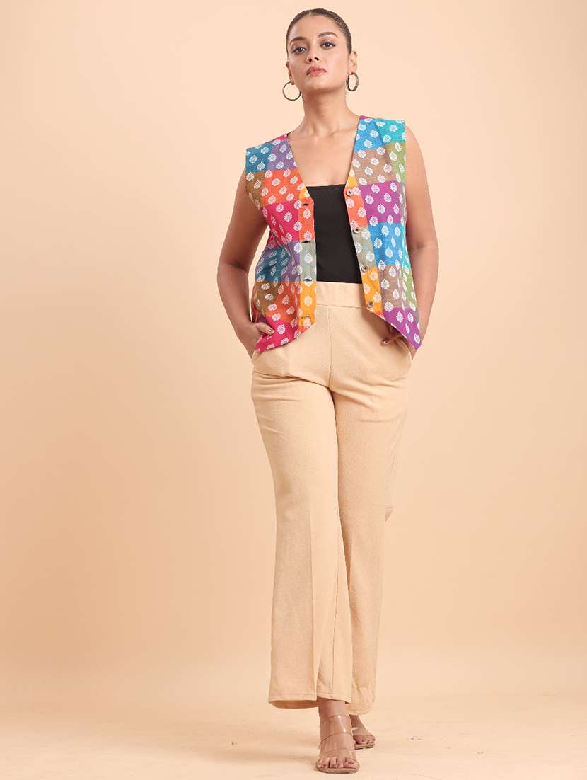 women multi colored  printed cotton regular shrug - 22461066 -  Standard Image - 3