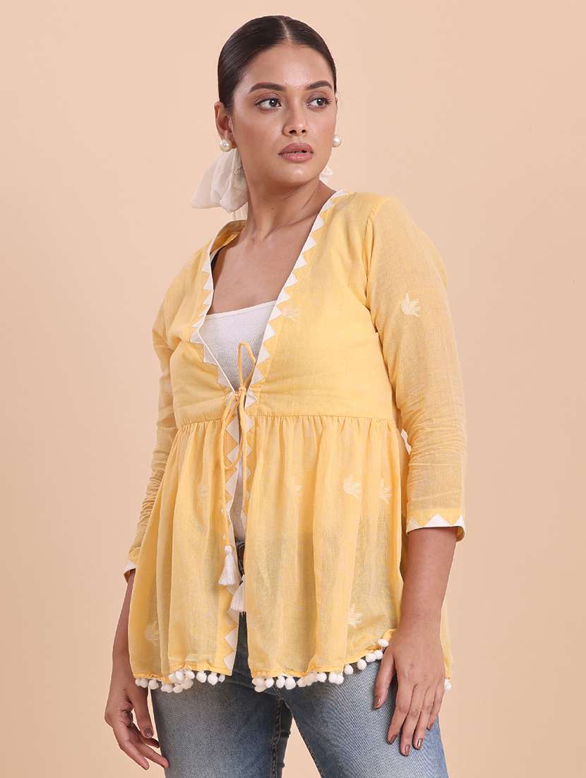 women yellow cotton sold  regular shrug