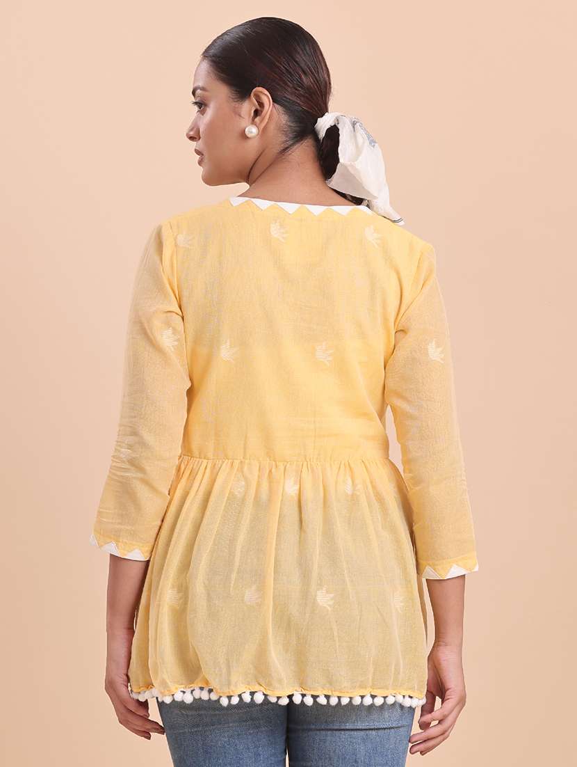 women yellow cotton sold  regular shrug - 22461091 -  Standard Image - 3