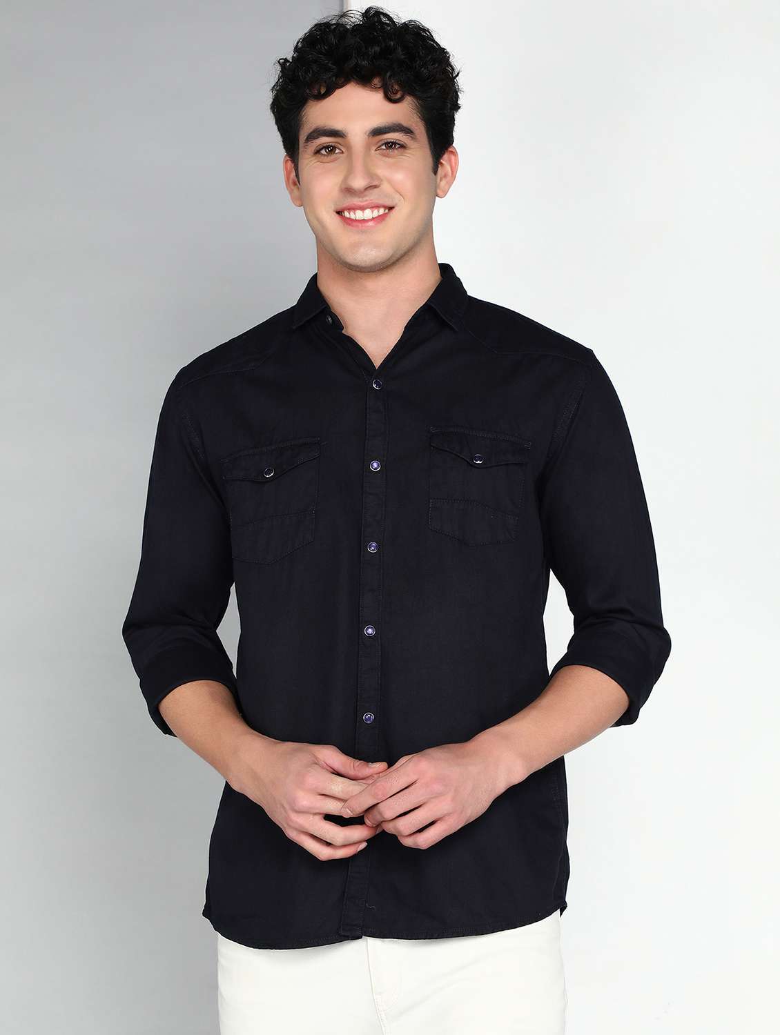 men indigo twill shirt 