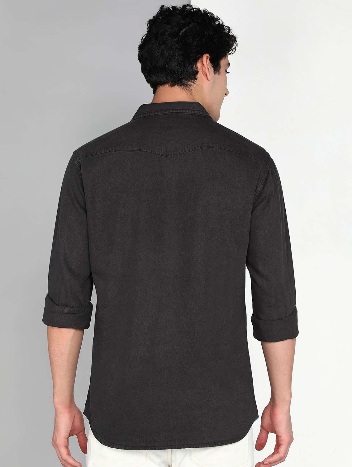 men grey twill shacket - 22461105 -  Standard Image - 3