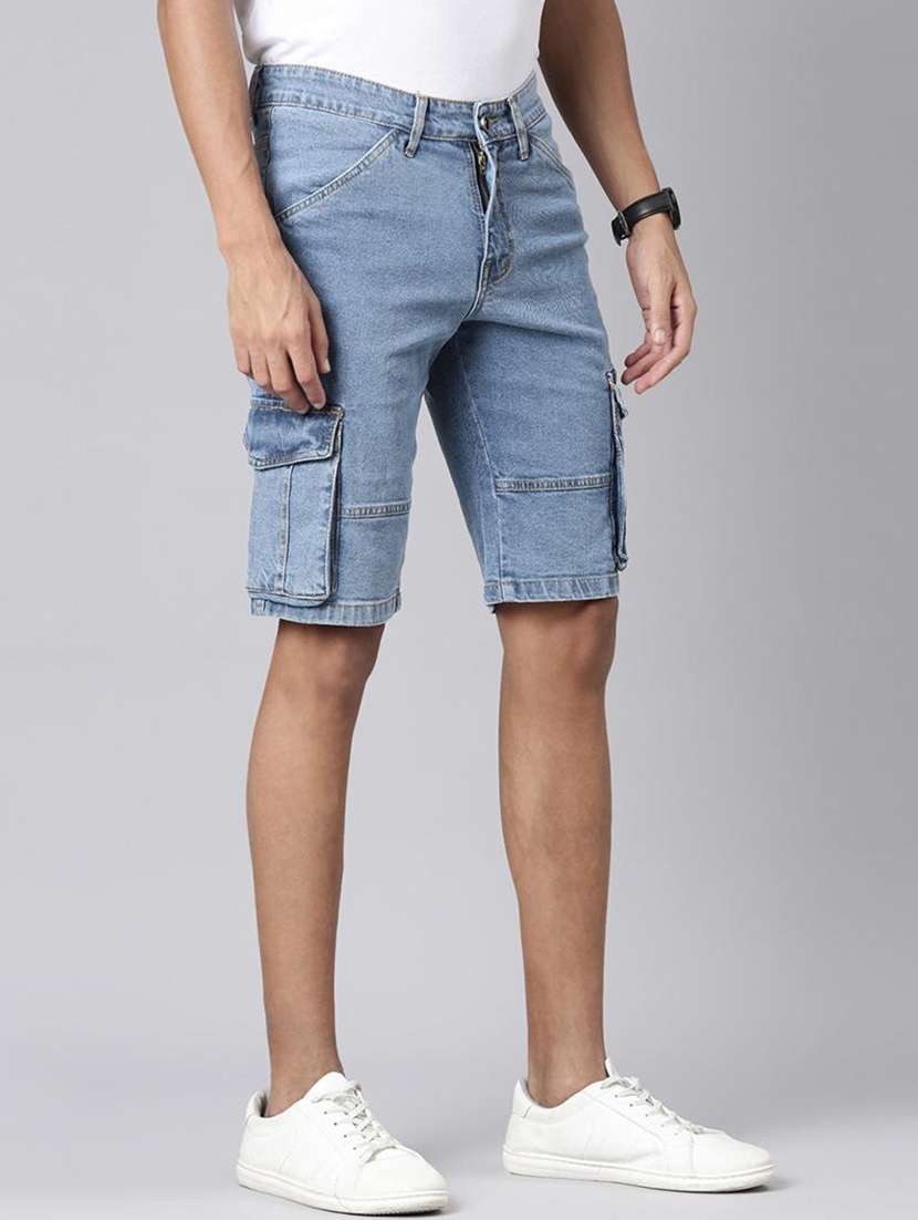 men blue denim cargo short - 22461144 -  Standard Image - 3