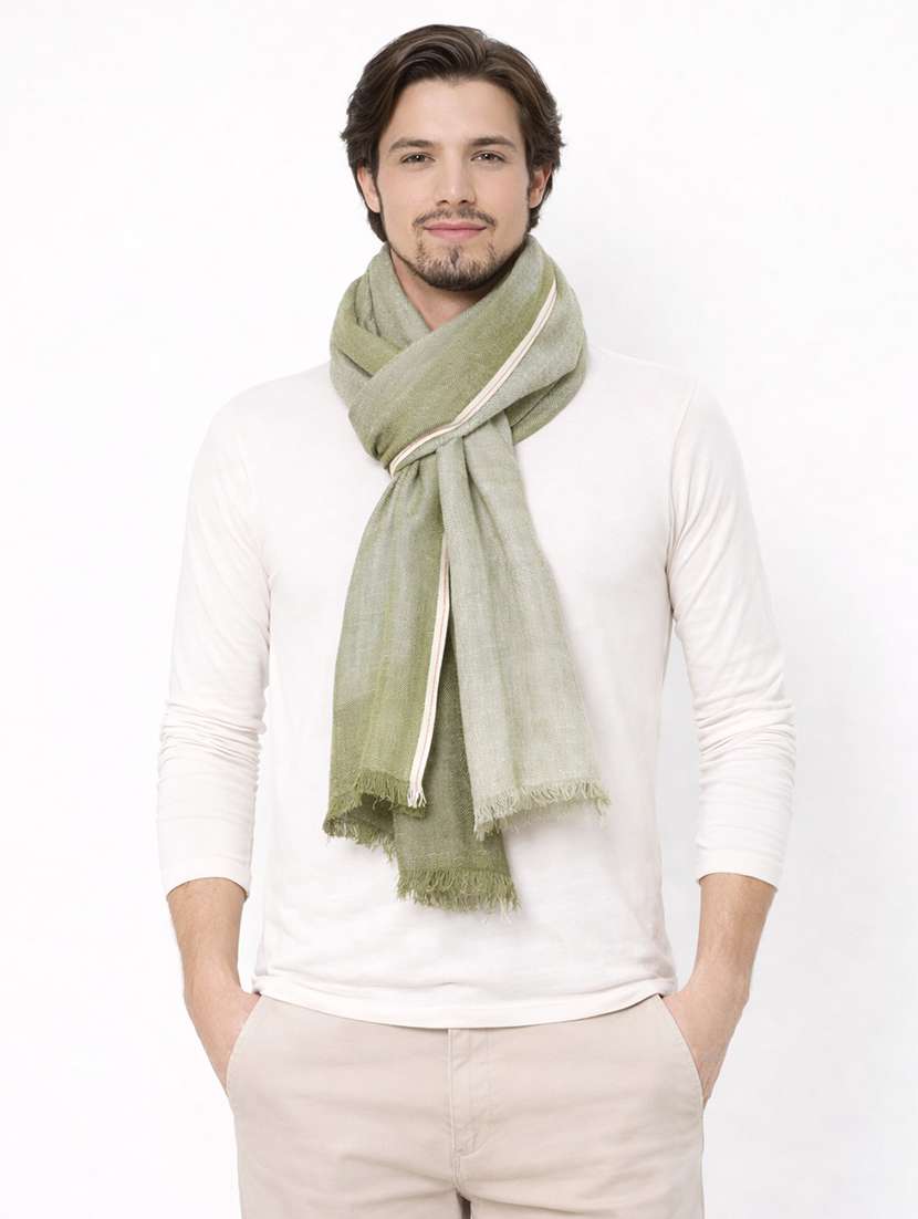 men olive linen scarf