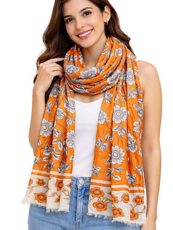women floral printed scarf
