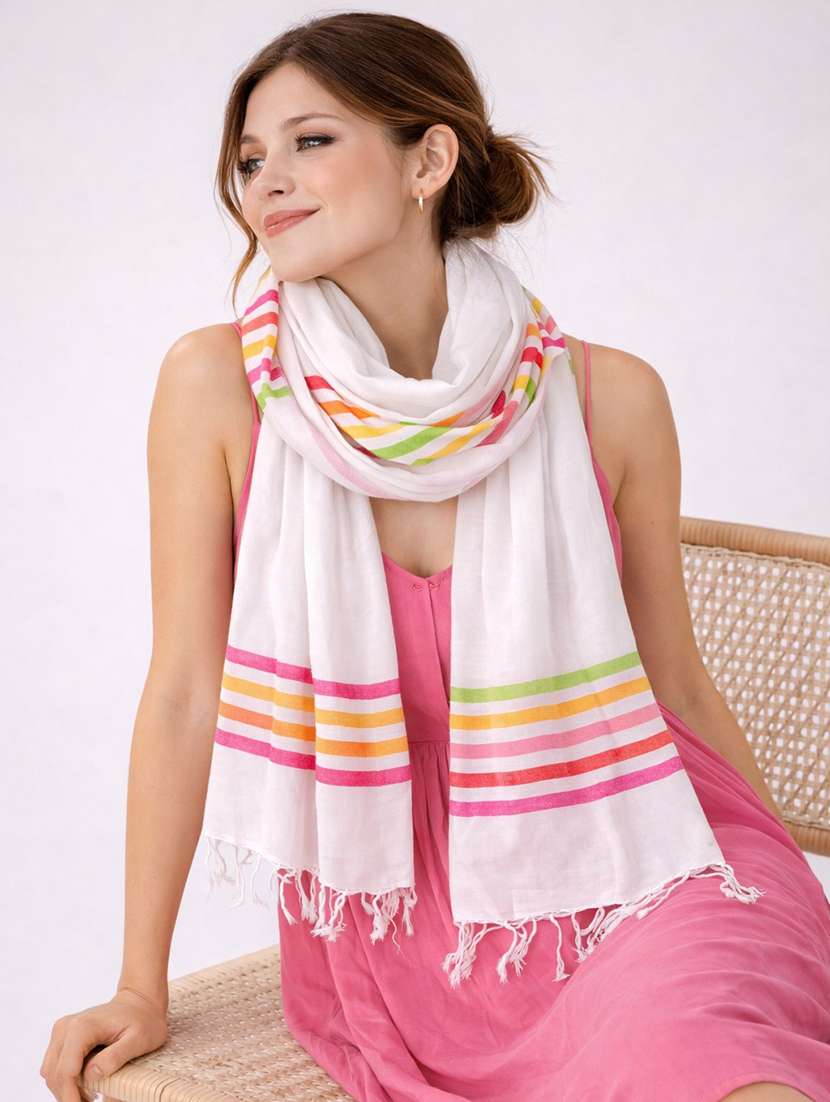 women striped scarf