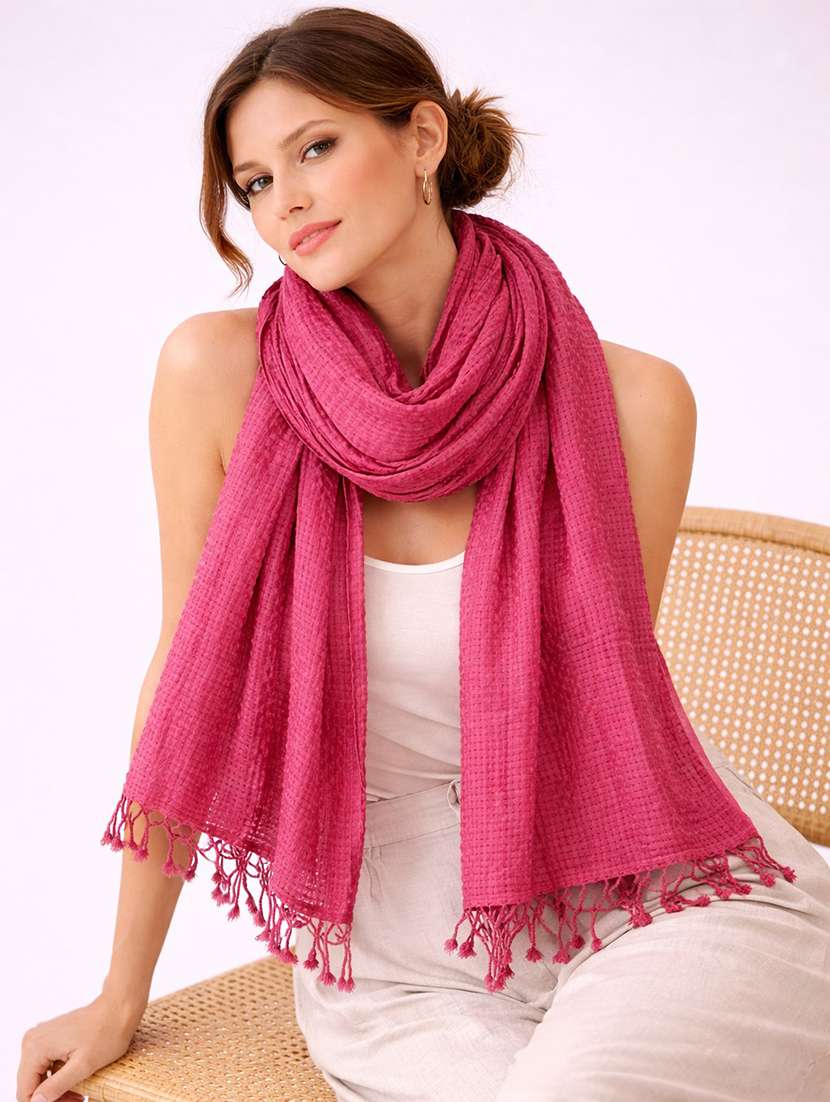 women pink cotton scarf