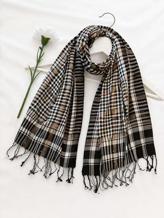 women checkered viscose scarf - 22461224 -  Standard Image - 3