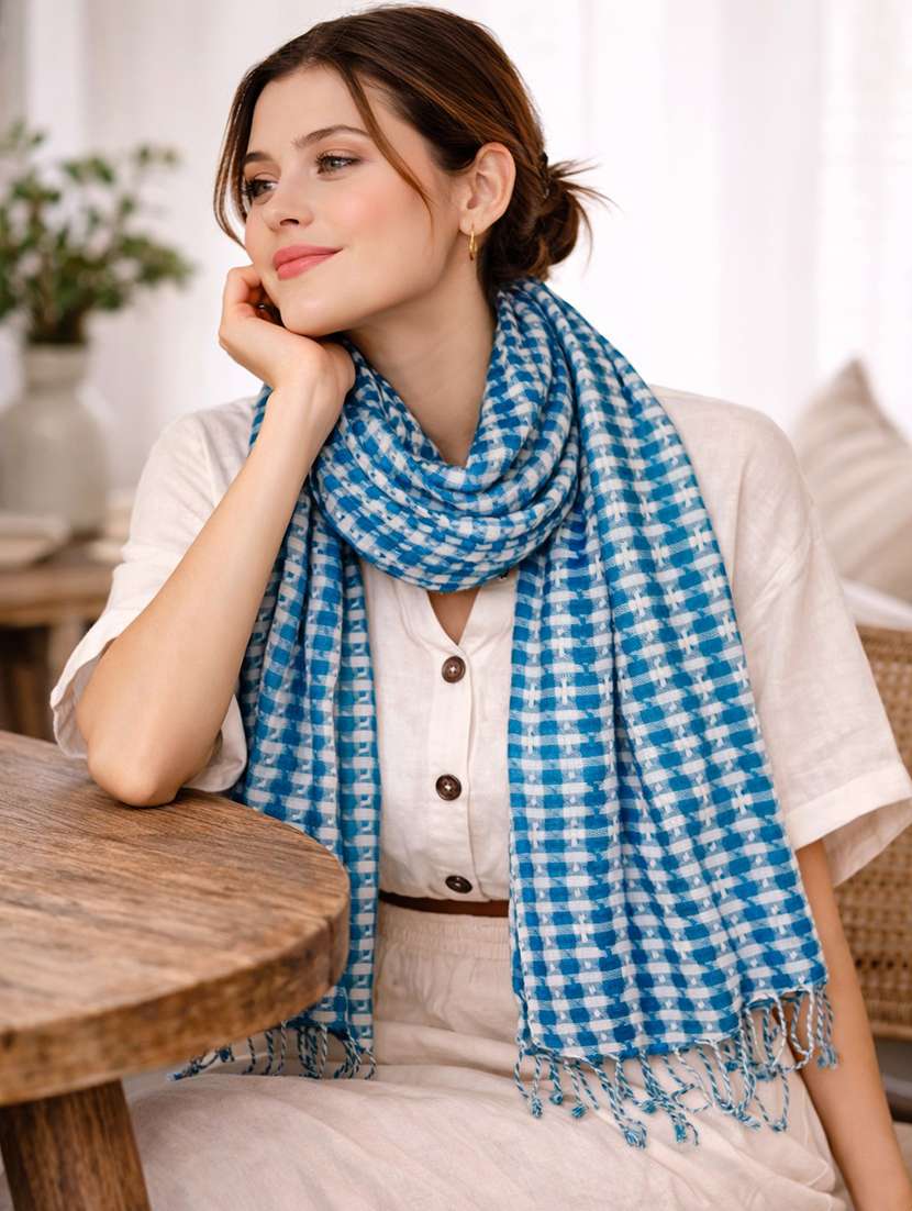 women blue viscose scarf