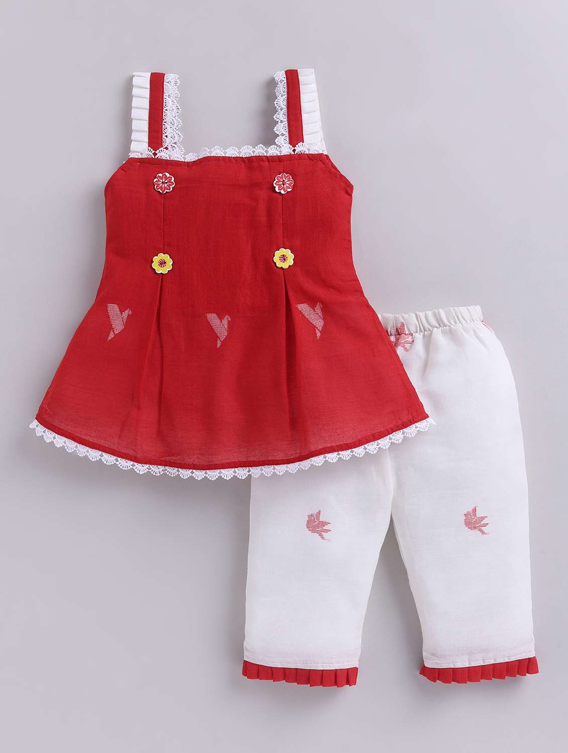 girl multi colored cotton shorts & top set co-ord set