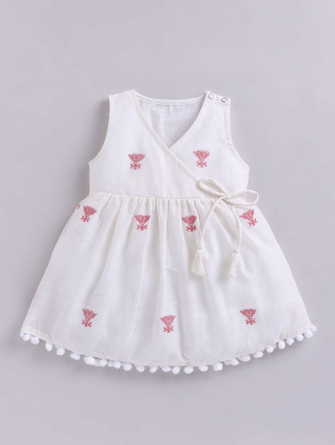 girls white denim frock