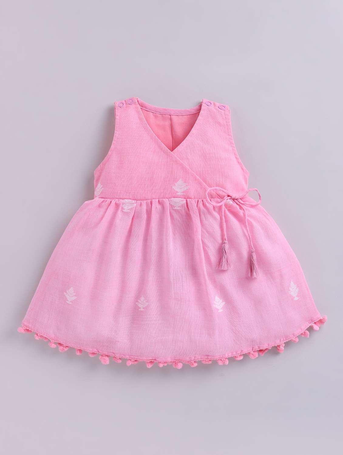kids pink denim frock