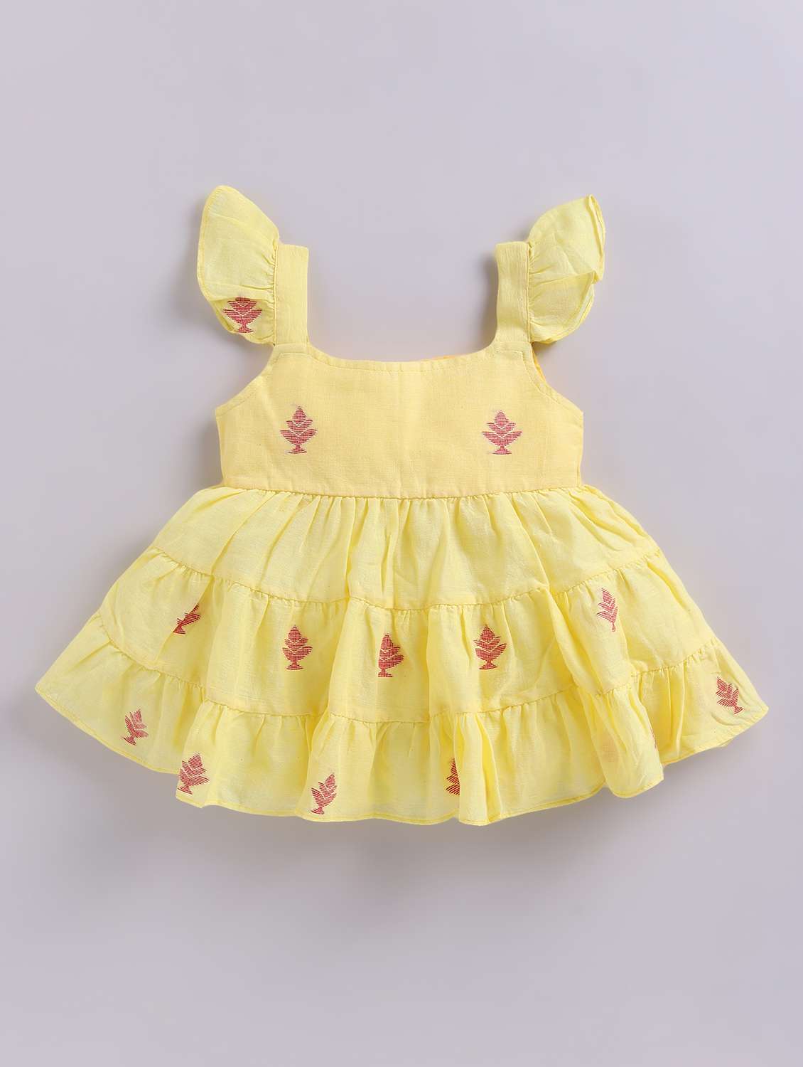 girl yellow denim frock