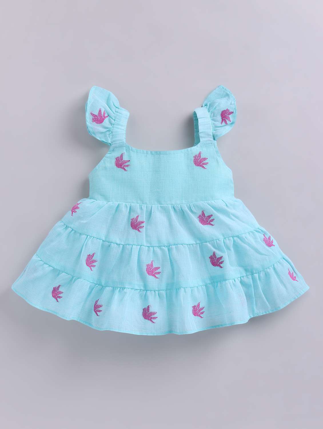 girl green denim frock