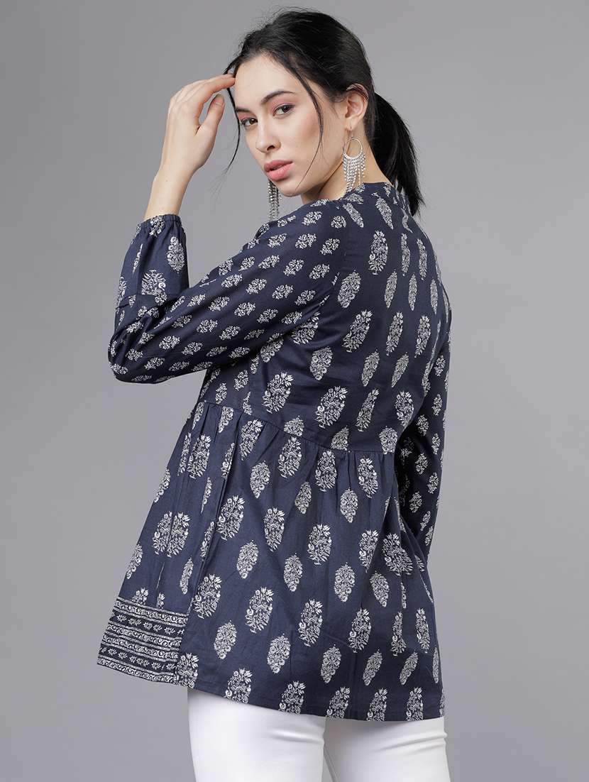women printed long sleeve a-line tunic - 22462173 -  Standard Image - 3