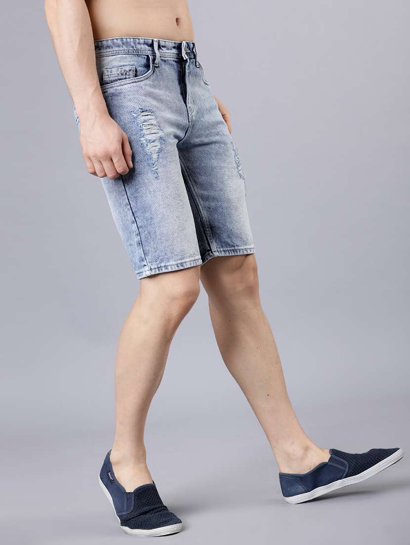 men distress mid rise slim fit denim shorts - 22462178 -  Standard Image - 3