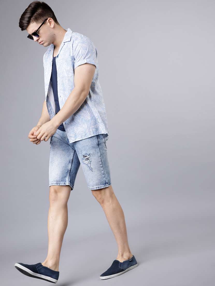 men distress mid rise slim fit denim shorts - 22462178 -  Standard Image - 5