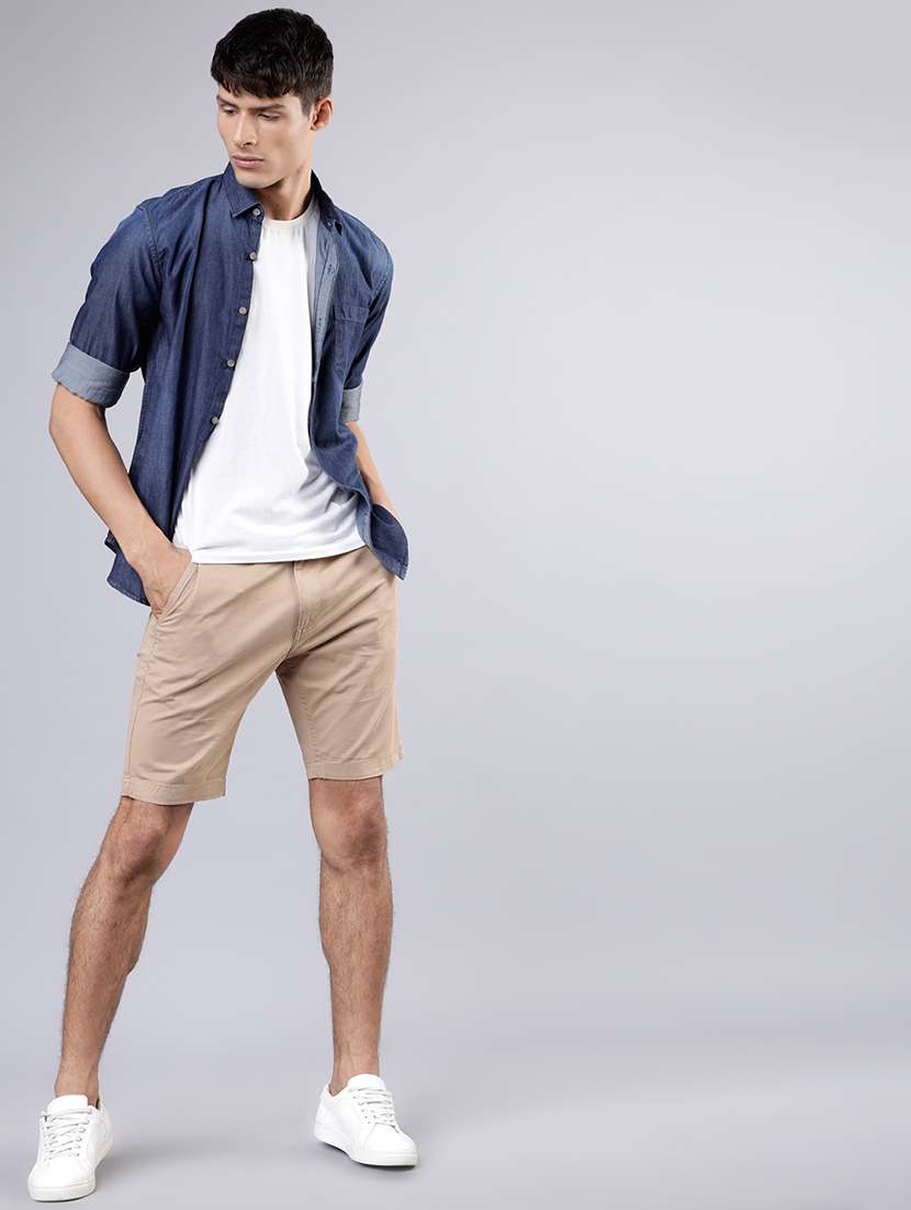 men solid mid rise regular fit shorts - 22462179 -  Standard Image - 5