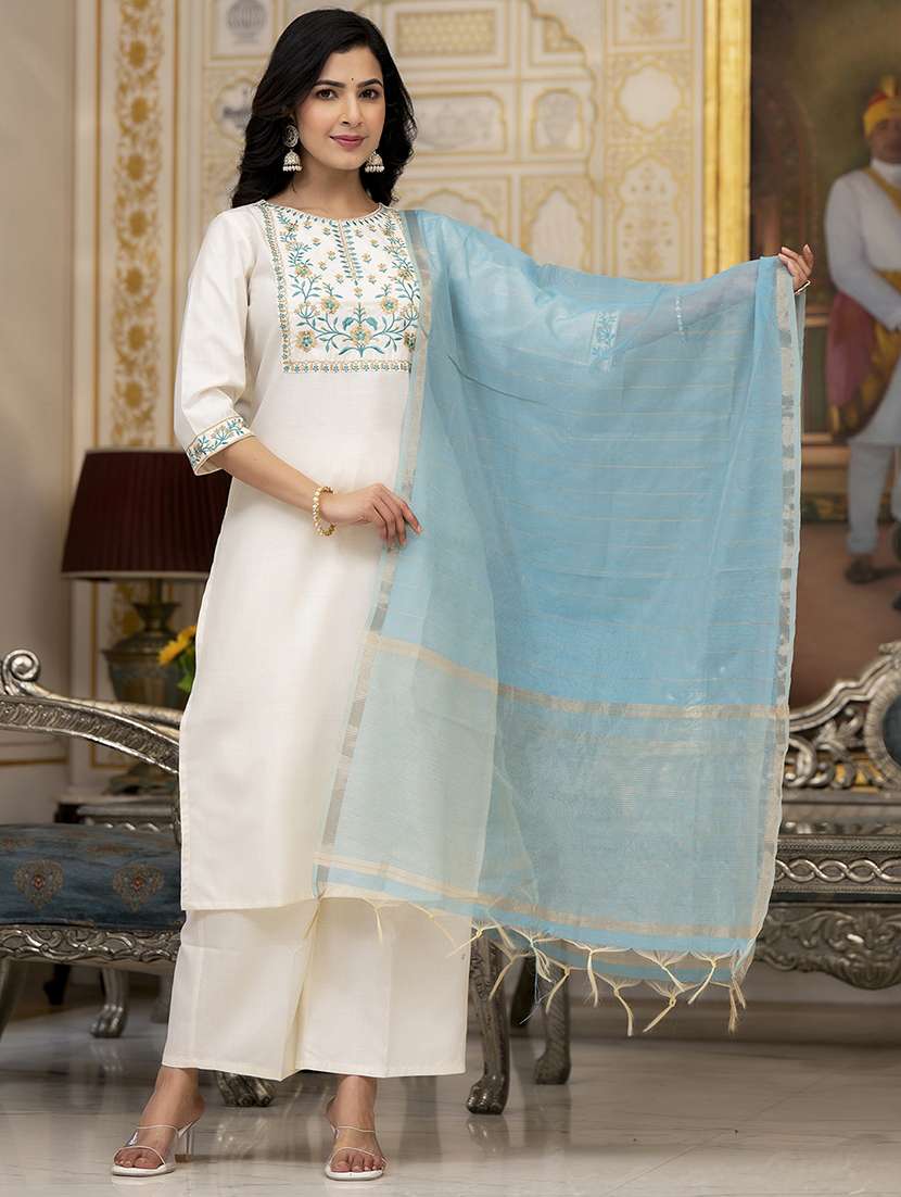 women cream kurta palazzo set set