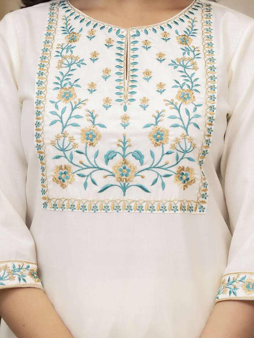 women cream kurta palazzo set set - 22462186 -  Standard Image - 5