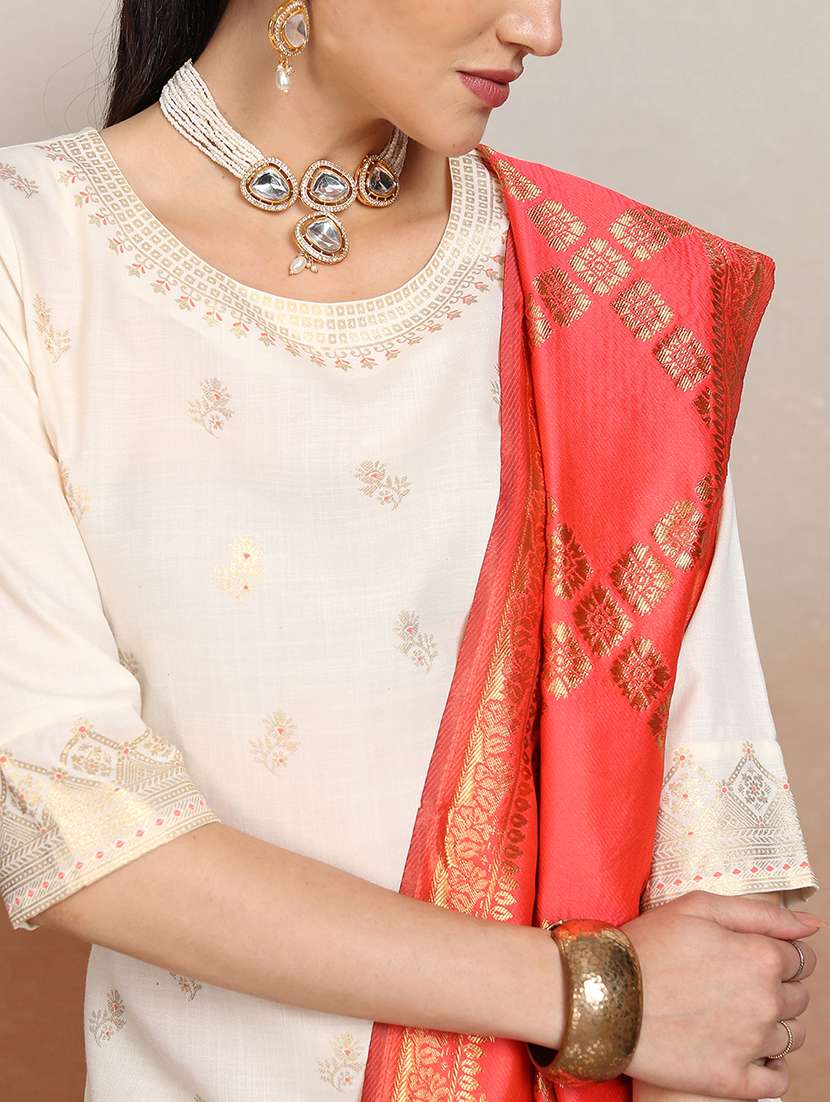 women cream kurta palazzo set set - 22462187 -  Standard Image - 5