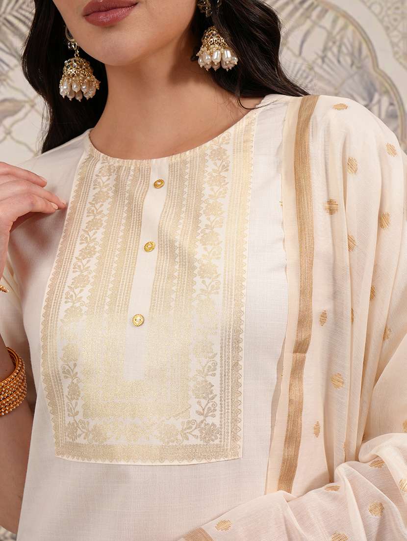 women printed cream kurta palazzo set set - 22462188 -  Standard Image - 5