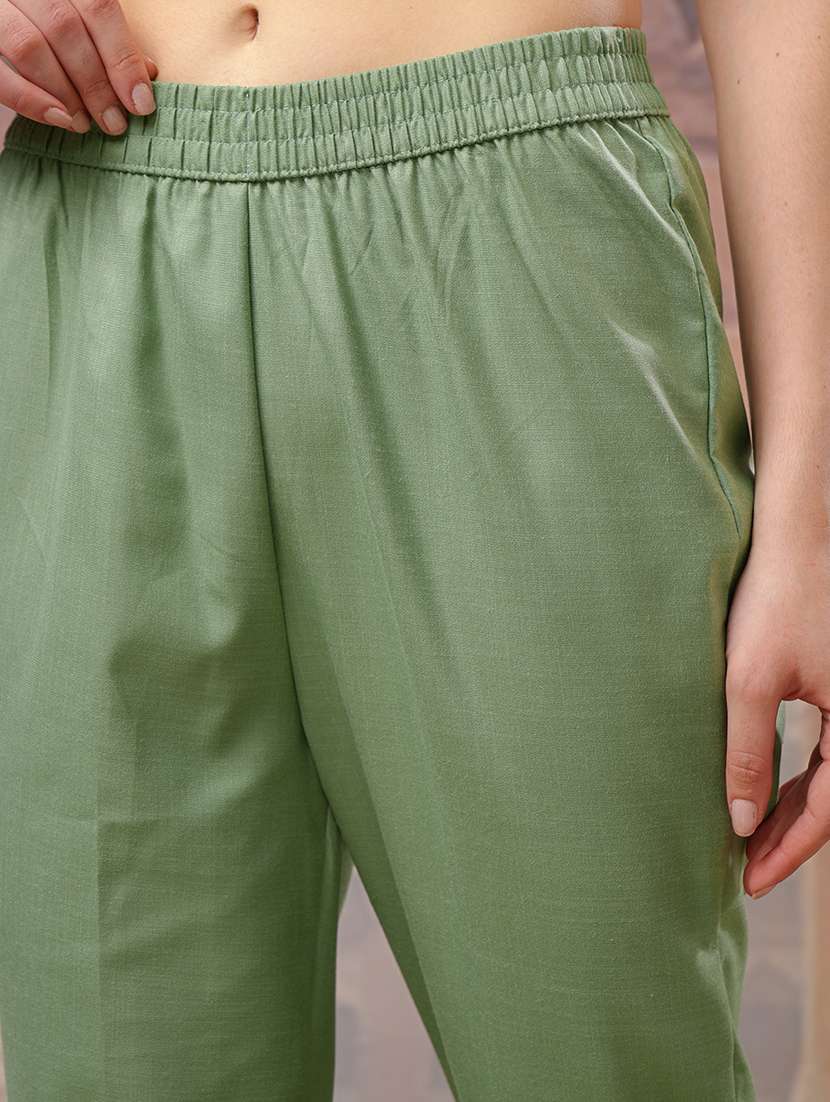 women printed green kurta pant set - 22462191 -  Standard Image - 5