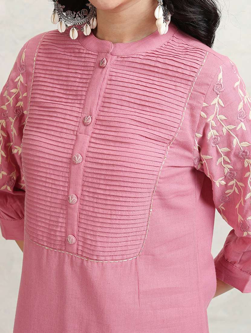 women self design pink kurta pant set - 22462197 -  Standard Image - 5