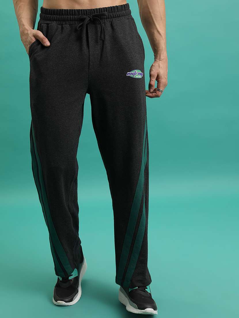 men side taped mid rise full length track pant