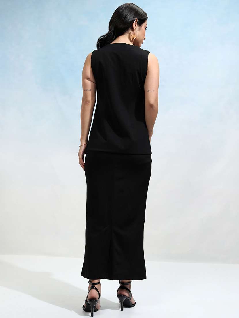 women solid top and skirt co-ord set - 22462217 -  Standard Image - 3