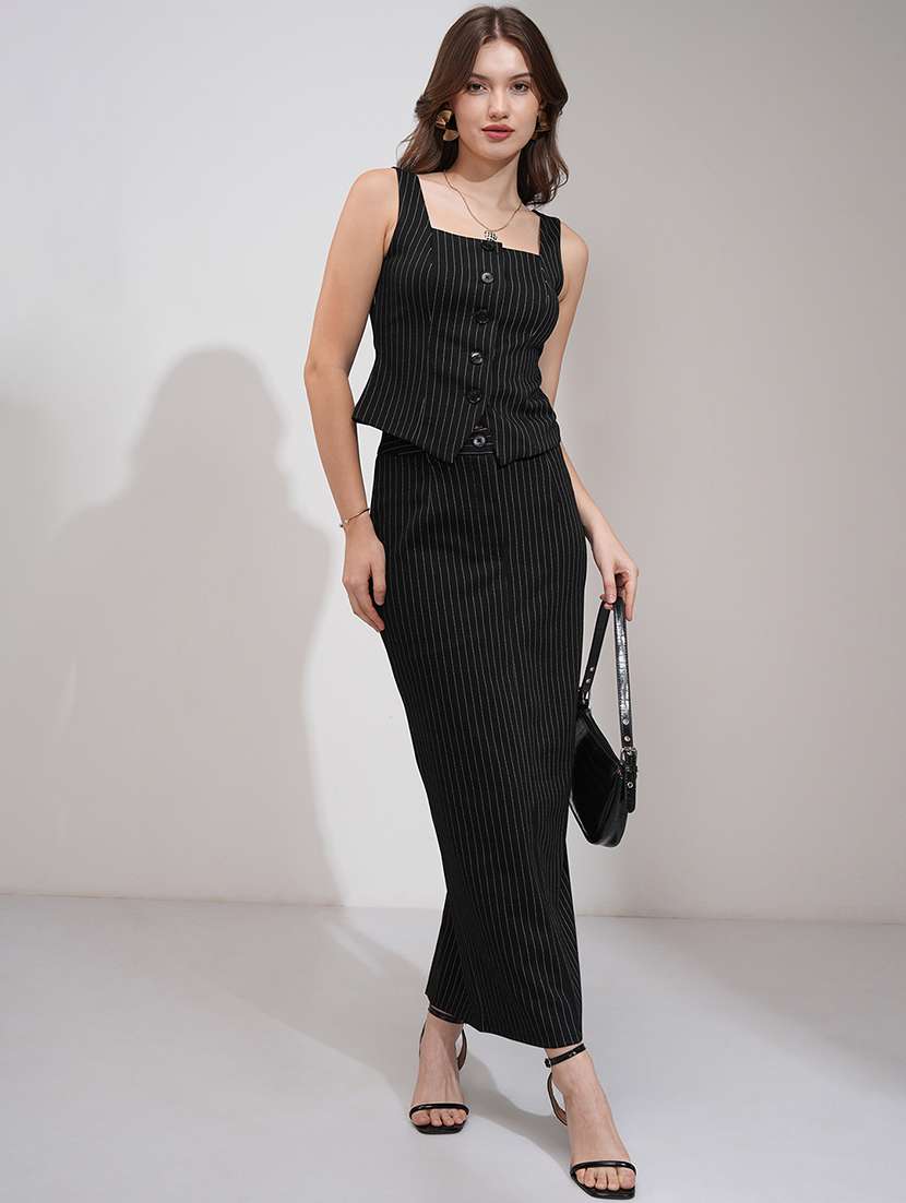 women striped top and skirt co-ord set