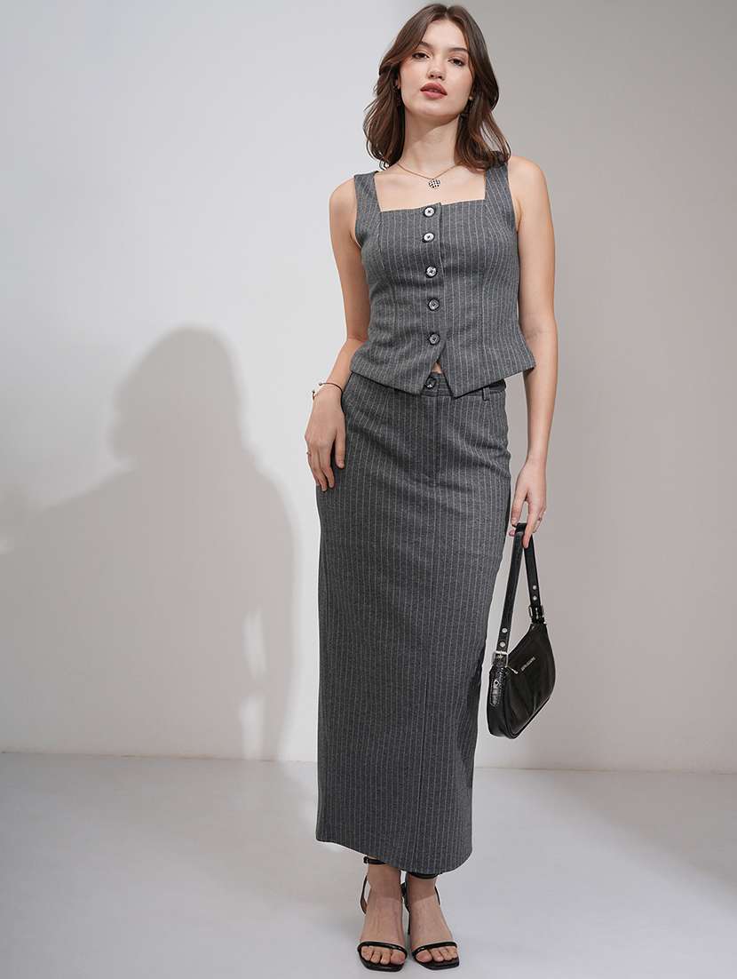 women striped top and skirt co-ord set