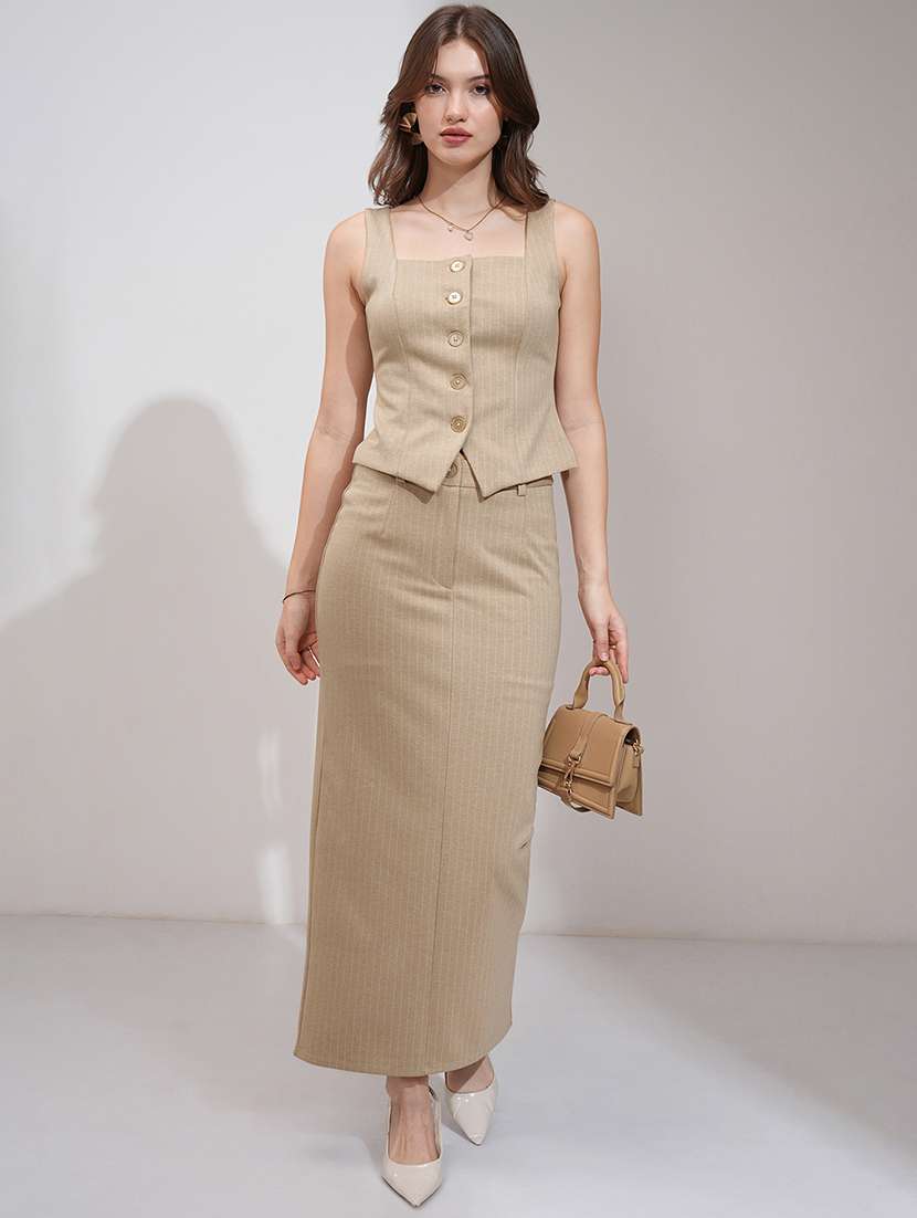 women striped top and skirt co-ord set