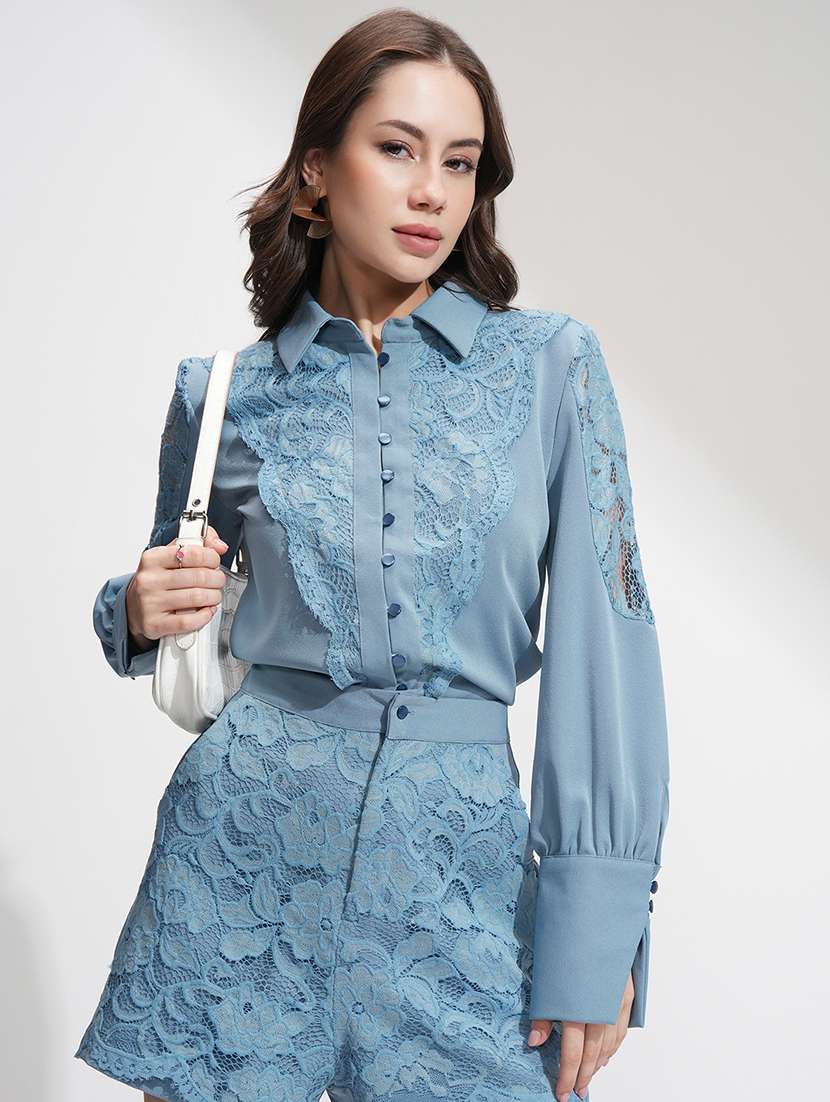 women self designed shirt and shorts co-ord set