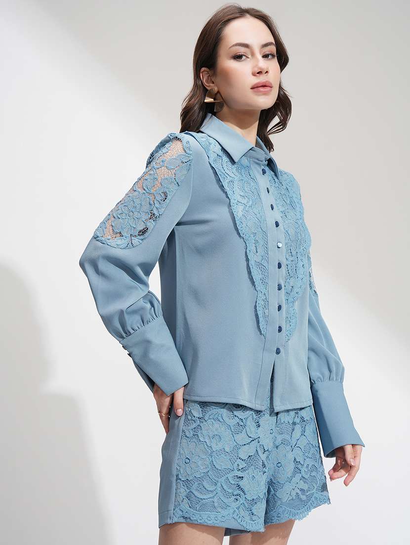 women self designed shirt and shorts co-ord set - 22462221 -  Standard Image - 3