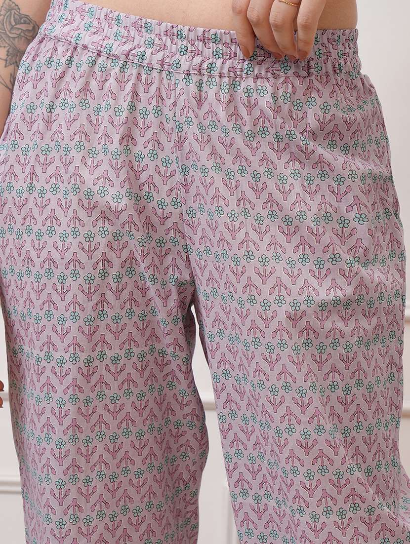 women printed cotton top and trouser set - 22462222 -  Standard Image - 5