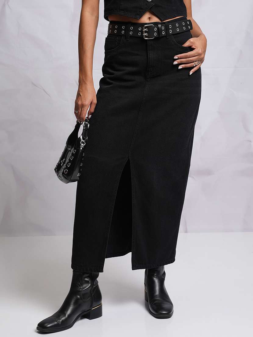 men black cotton a-line skirt