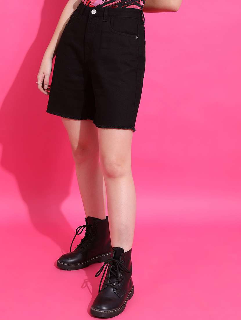 women black cotton regular short - 22462237 -  Standard Image - 3