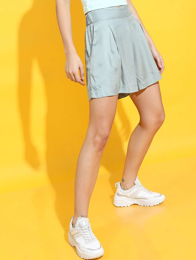women olive rayon regular short