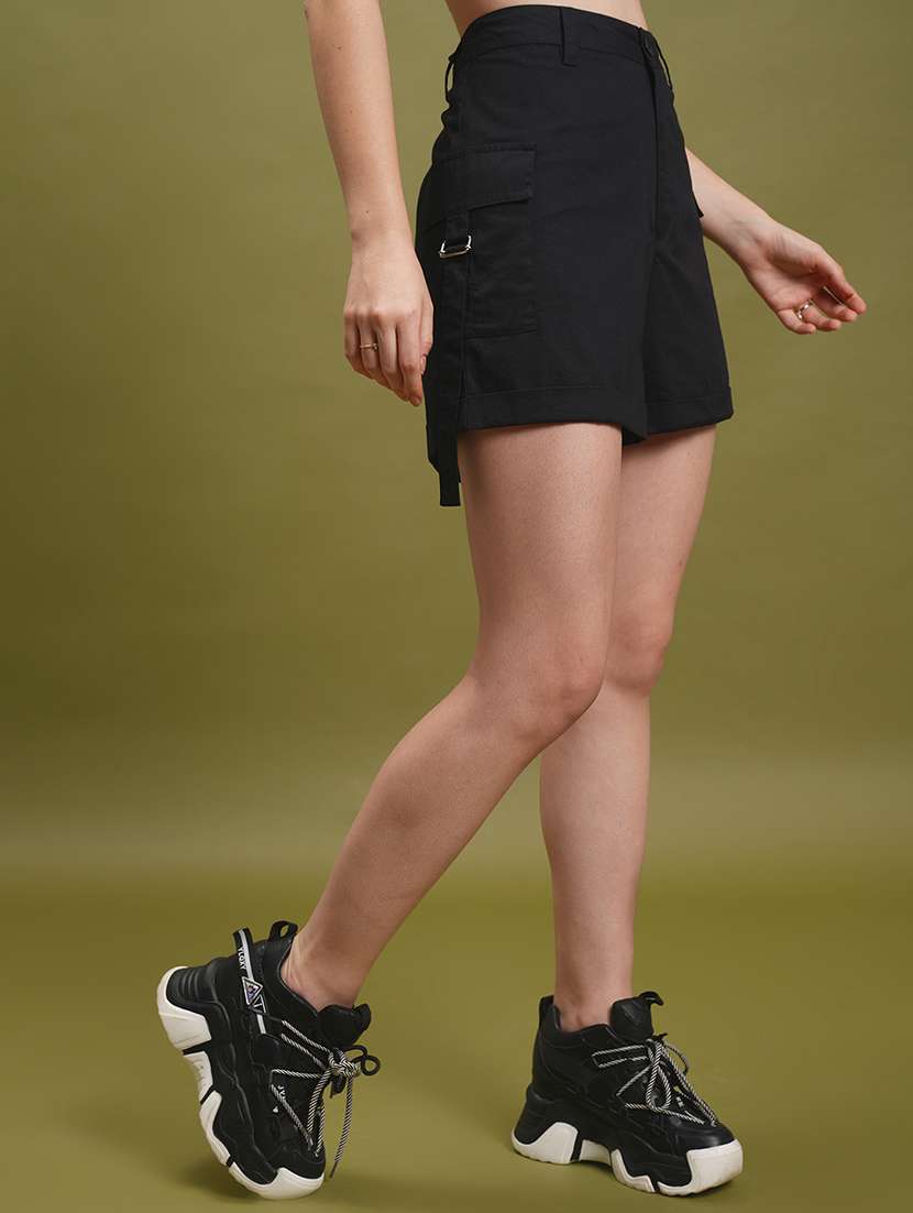 women black cotton regular short - 22462240 -  Standard Image - 3