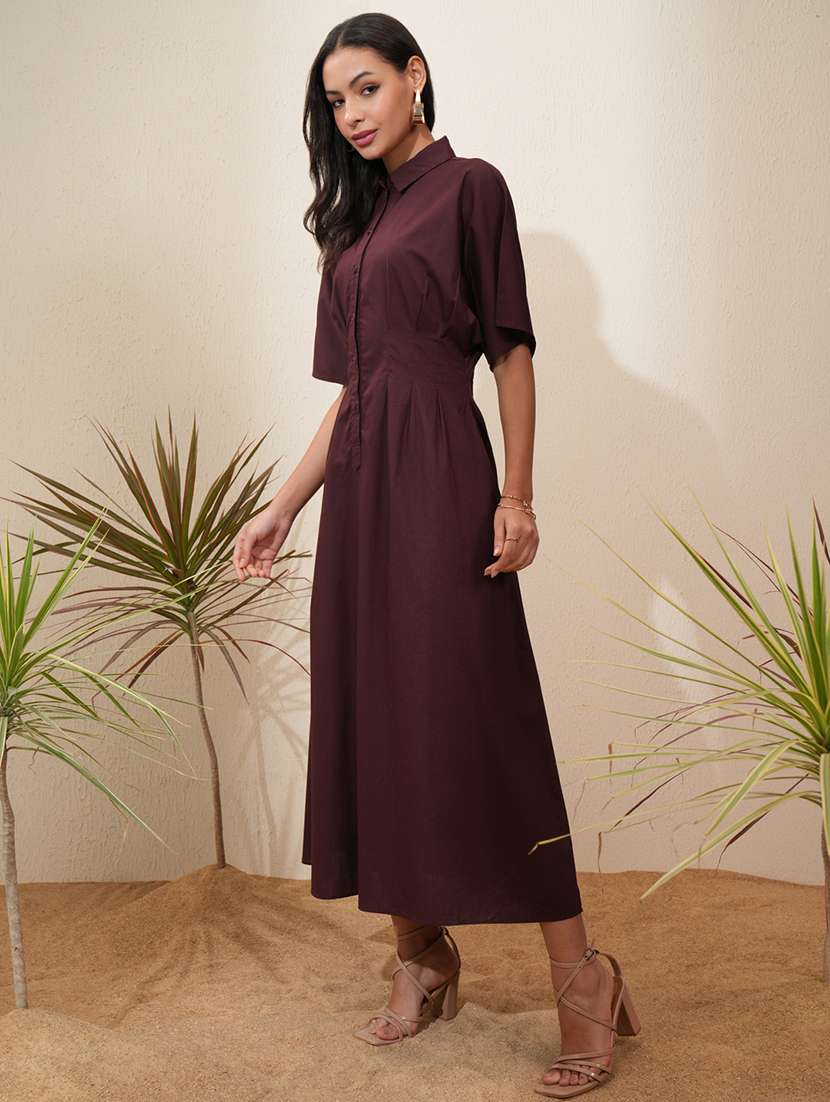 women brown cotton a-line dress - 22462244 -  Standard Image - 3