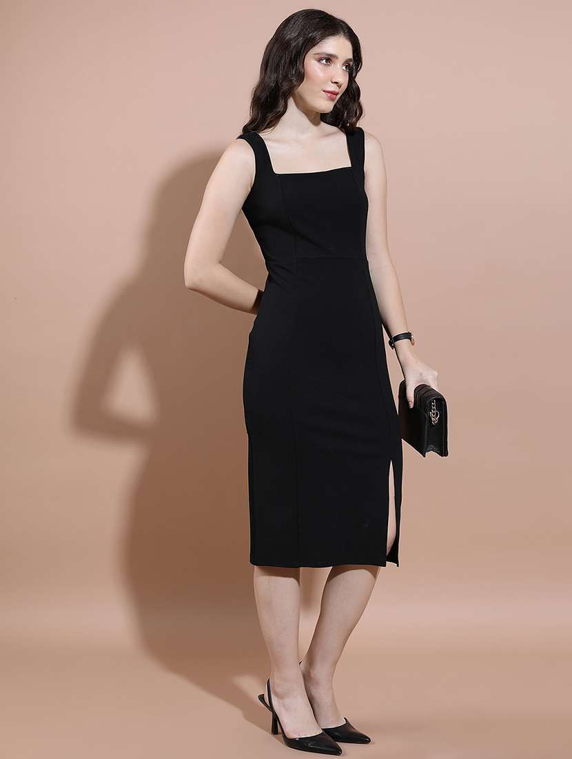women black polyester a-line dress - 22462251 -  Standard Image - 3