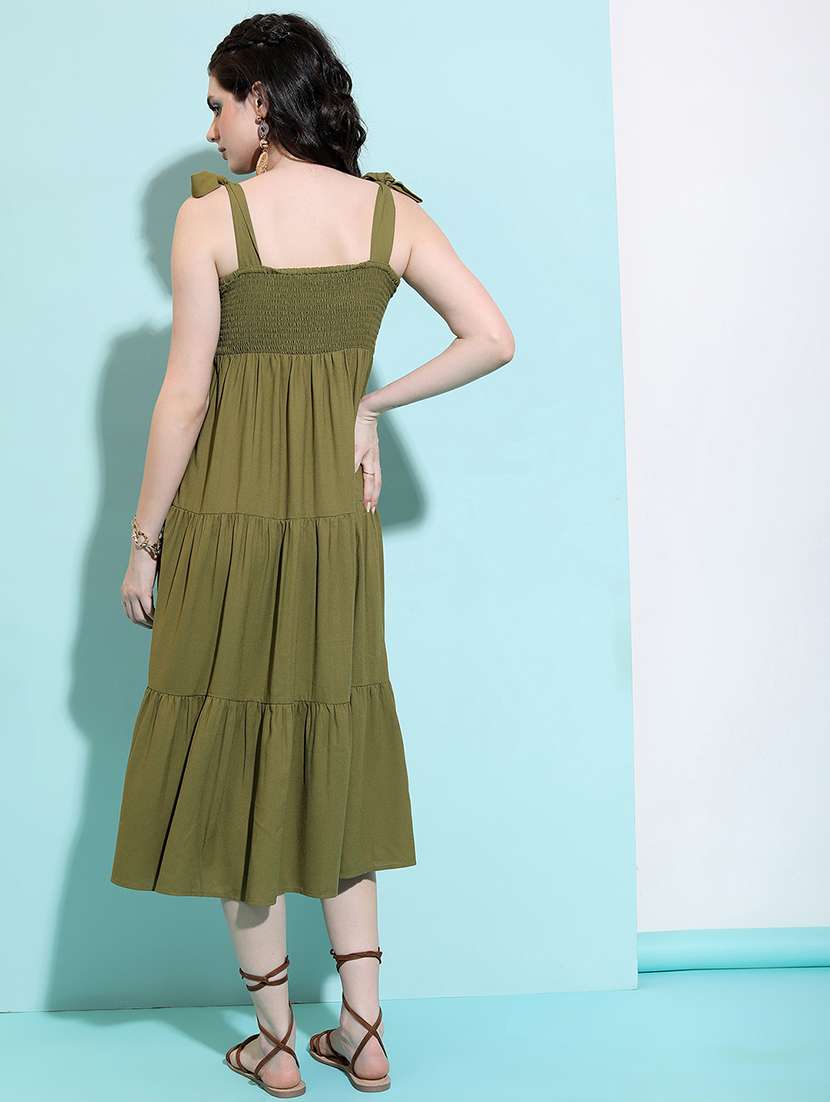 women tiered dress green shoulder strap midi - 22462258 -  Standard Image - 3