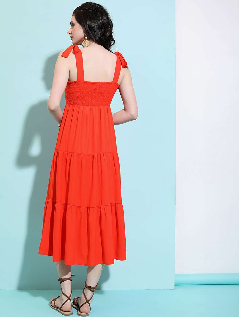 women tiered dress shoulder strap midi party wear - 22462259 -  Standard Image - 3